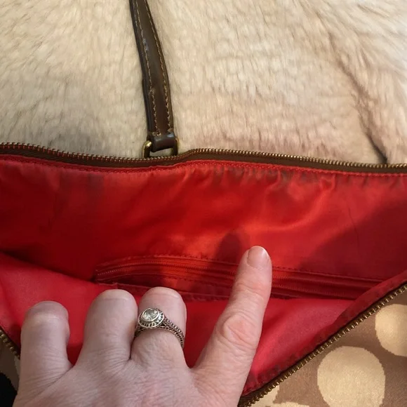 COACH Authentic Polka Dot Poppy Watercolor Tote Bag & Matching Small Wristlet - Picture 14 of 16